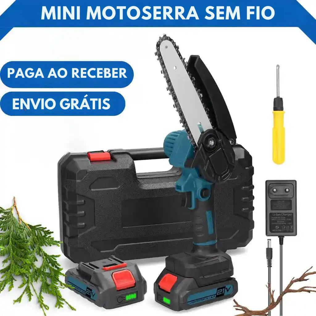PowerCut™ Mini Motosserra Sem Fios com 2 Baterias - ENVIO GRÁTIS - [PROMOÇÃO DISPONÍVEL APENAS HOJE]